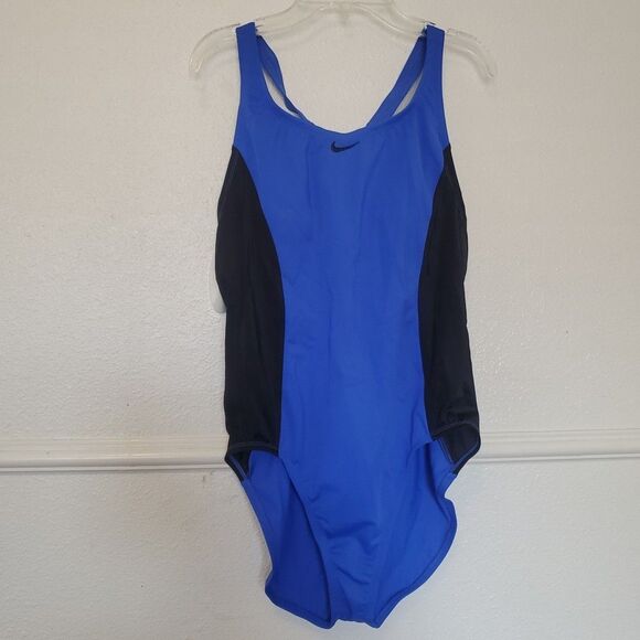 Nike Color Surge Power Back One-Piece Swimsuit Royal Blue Black Womens Size XL - Picture 1 of 16